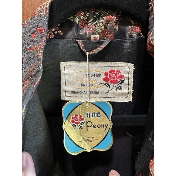 Vintage Peony Shanghai Brocade Dress Robe Size 38 Qipao, Cheongsam Dress - Picture 12 of 16